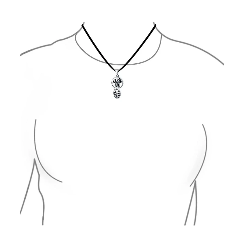 Bling Jewelry Ancient Divine Deity Celtic Goddess Of Fertility Pendant Necklace Oxidized .925 Sterling Silver Black Silk Cord