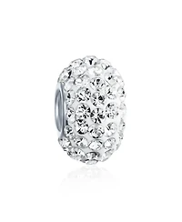 Bling Jewelry Blue White Crystal Cz Christmas Charm Bead Snowflake Sterling Silver for Bracelets