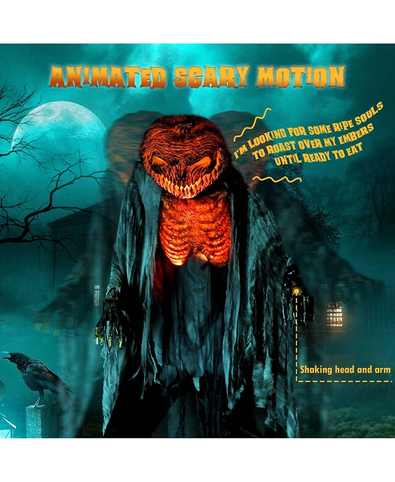 Yescom Scary Animated Pumpkin Halloween Decor 7 Ft with Motion & Sound Activated for Party