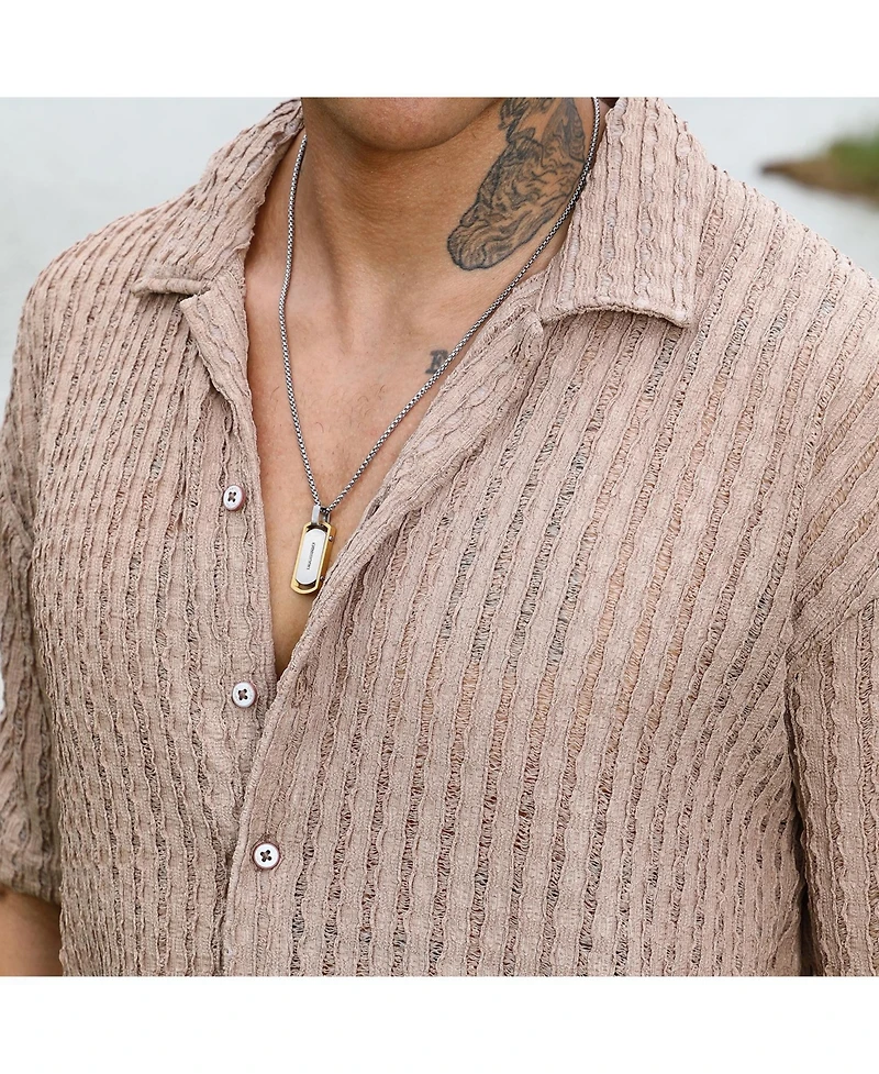 Men's Peanut Brown Striped Knit Oversized Shirt