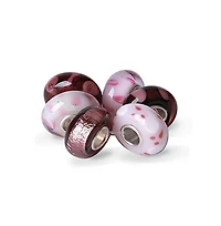 Bling Jewelry Sterling Silver Murano Glass Charm Bead Set - Shades of Red and Pink