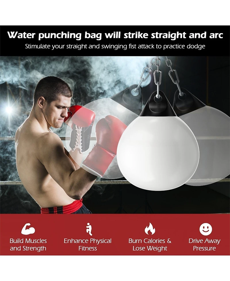21 Inch Water Punching Bag with Adjustable Metal Chain-White