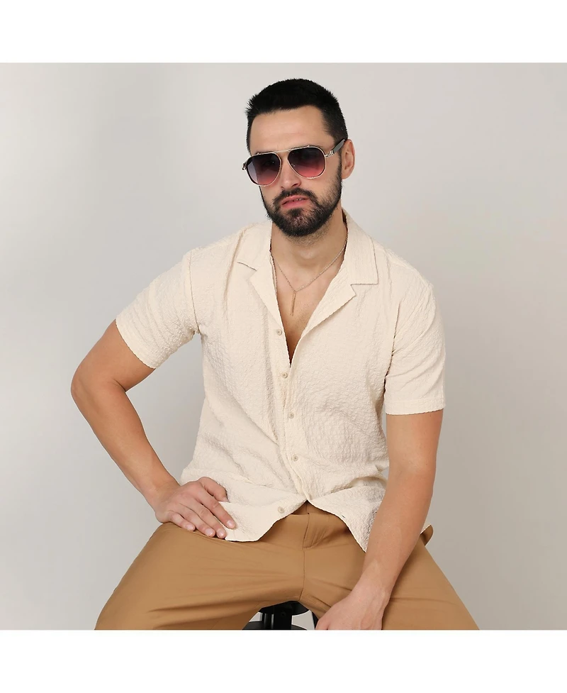 Men's Pale Yellow Micro Creased Shirt