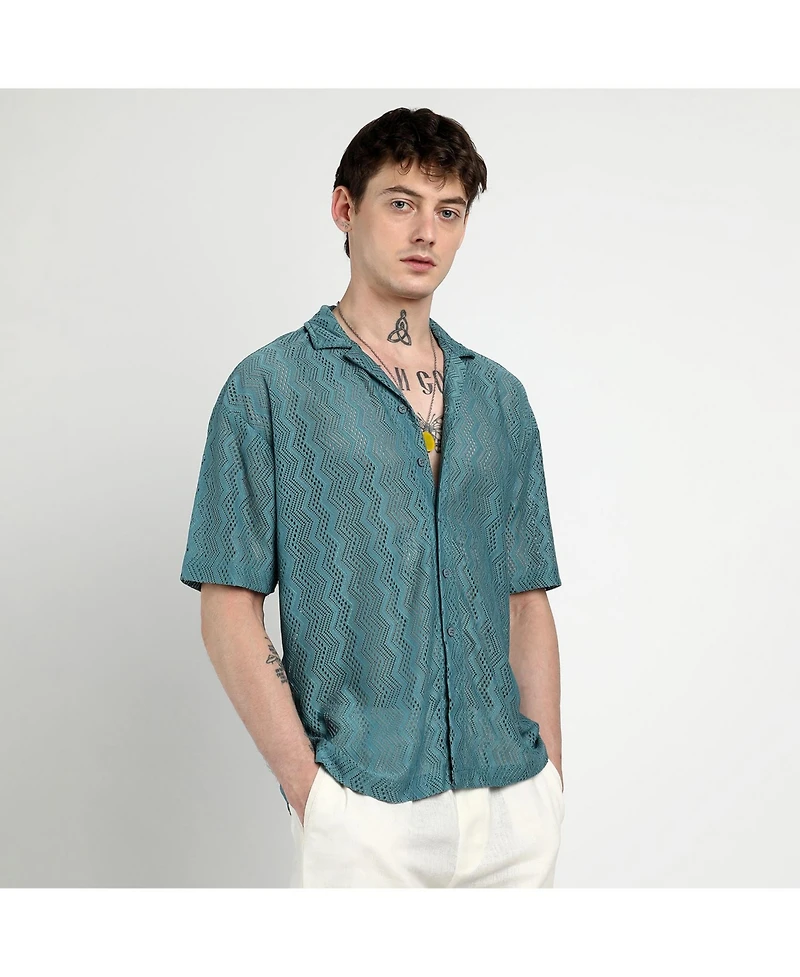 Campus Sutra Men's Splash Check Oversized Shirt