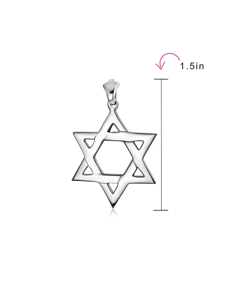 Bling Jewelry Classic Simple Religious Judaica Hanukkah Open Magen Star of David Pendant Necklace .925 Sterling Silver