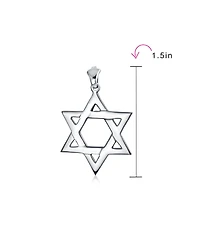 Bling Jewelry Classic Simple Religious Judaica Hanukkah Open Magen Star of David Pendant Necklace .925 Sterling Silver