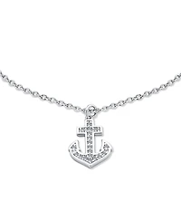 Bling Jewelry Nautical Cubic Zirconia Pave Dangle Charm Boat Anchor Anklet Ankle Bracelet For Women .925 Sterling Silver 9-10 Inch