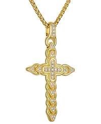 Bulova Diamond (1/2 ct. t.w.) Link Cross Pendant 26" Necklace in 14k Gold