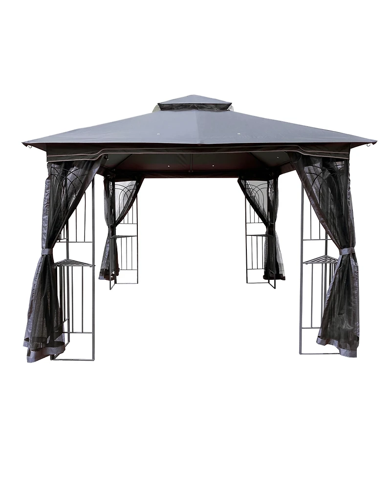 Slickblue 10x10 Outdoor Patio Gazebo Canopy Tent with Ventilated Roof and Mosquito Netting for Insect Protection