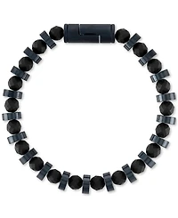 Bulova Black Onyx & Blue-Tone Stainless Steel Bracelet