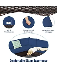 Sugift 6 Pieces Rattan Patio Sectional Sofa Set with Cushions for 4-5 Person