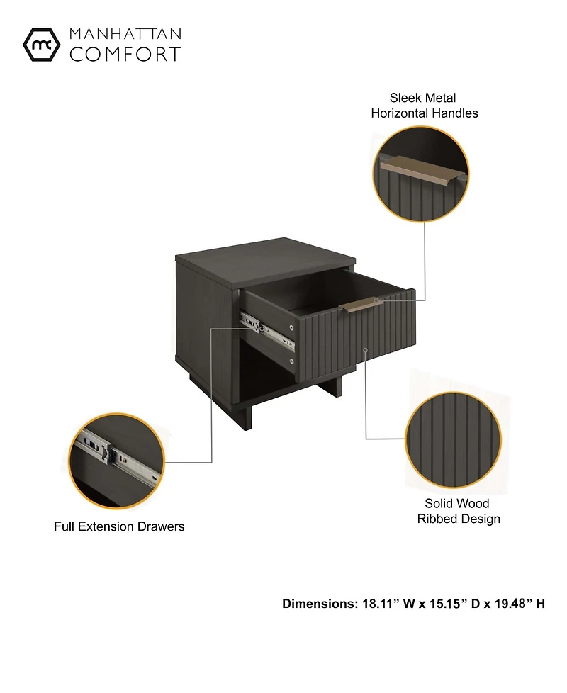Manhattan Comfort Granville 2-Piece 1-Drawer Nightstand Set