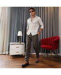 Men's Daisy White Metallic Pleated Shirt