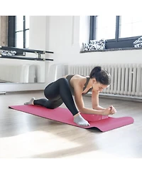 BalanceFrom Fitness 7 Piece Yoga Set with Mat, Stretch Strap & Knee Pad, Pink