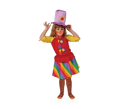 Dress Up America Clown Dress & Hat Costume Set - Kids Girls