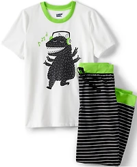 Lands' End Big Girls Short Sleeve Top and Jogger Bottom Pajama Set