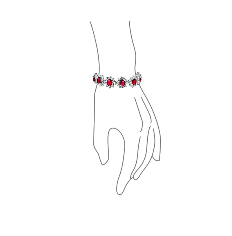 Bling Jewelry Style Fashion Oval Crown Halo Statement Bracelet Matching Clip On Earrings Jewelry Set Silver Plated