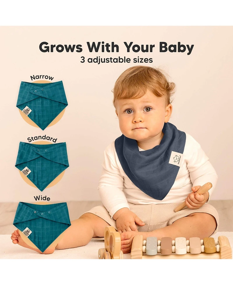 KeaBabies 8pk Lumi Muslin Baby Bibs, Bandana Bibs for Boy, Girl, Drool Bib Newborn, Toddler