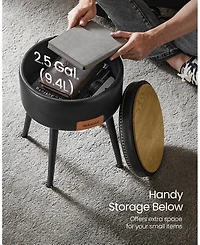 Songmics Home Mid-Century Modern Style Storage Ottoman Vanity Stool, Ink Black