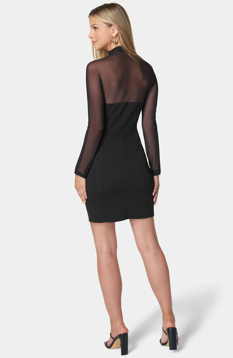 bebe Women's Mock Neck Long Sleeve Dress