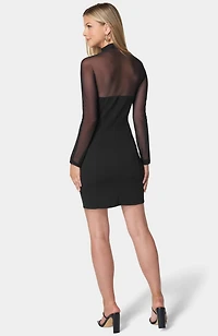 bebe Women's Mock Neck Long Sleeve Dress