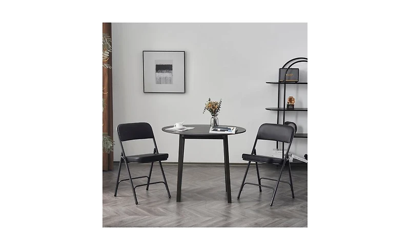 Set of 2 Metal Folding Chairs with Padded Seat and Back Ideal for Home and Office Use