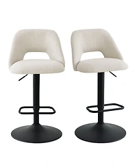 360° Swivel Fabric Stool,Set Of 2 Adjustable Barstools-Maison Boucle