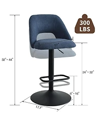 360° Swivel Fabric Stool,Set Of 2 Adjustable Barstools-Maison Boucle