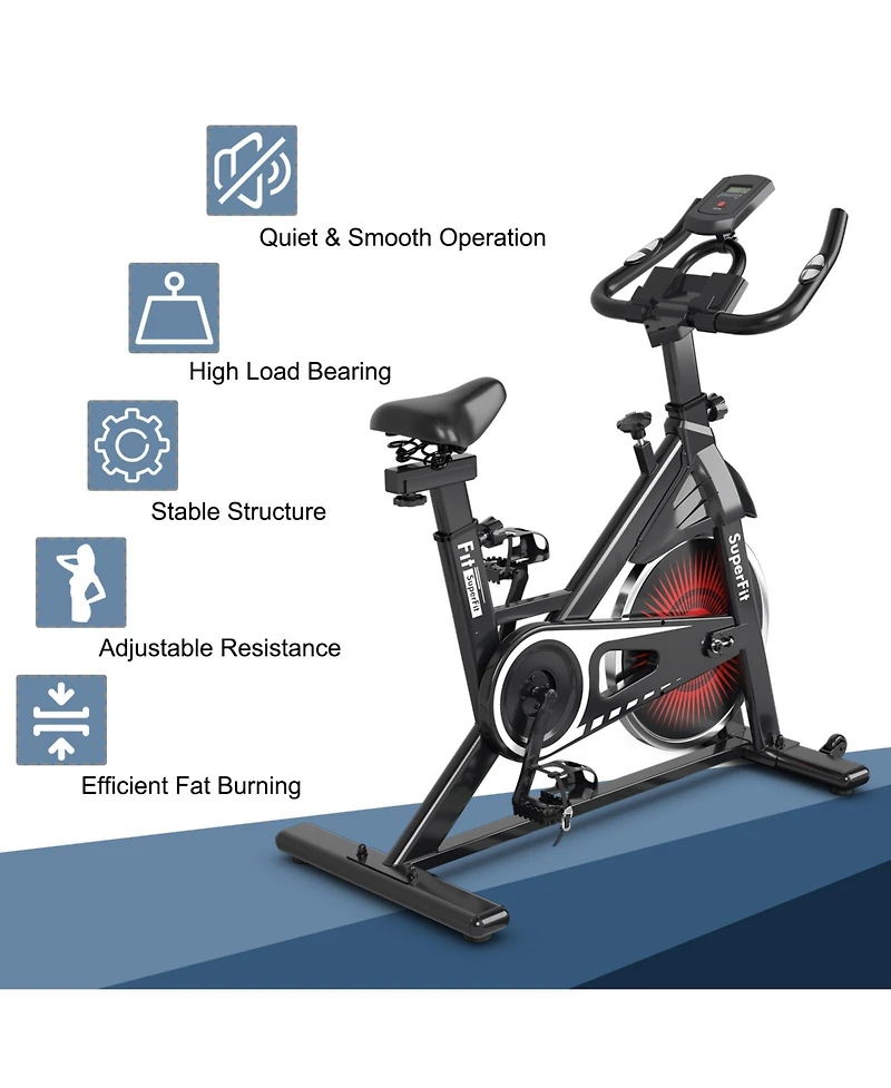 Sugift Indoor Silent Belt Drive Adjustable Resistance Cycling Stationary Bike White