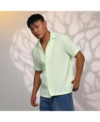 Men's Lime Green Cubic-Textured Resort Shirt