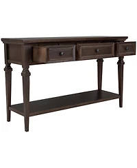 Classic Retro Console Table – 3 Drawer Entryway with Open Bottom Shelf and Easy Assembly