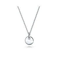 Bling Jewelry Tiny Minimalist Initial Pendant Necklace Sterling Silver A-z Alphabet Disc