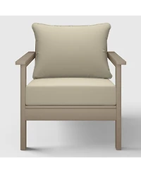 WestinTrends Outdoor Modern Hdpe Patio Weathered Wood Club Chair with Deep Seat Cushions