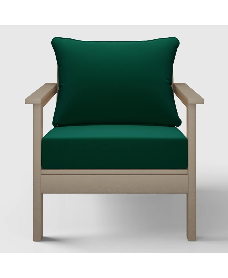 WestinTrends Outdoor Modern Hdpe Patio Weathered Wood Club Chair with Deep Seat Cushions