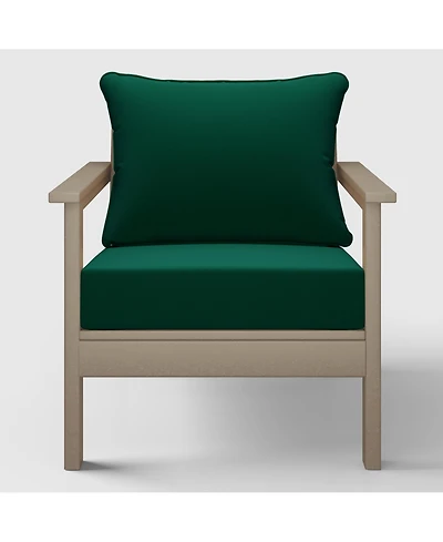 WestinTrends Outdoor Modern Hdpe Patio Weathered Wood Club Chair with Deep Seat Cushions