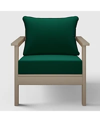 WestinTrends Outdoor Modern Hdpe Patio Weathered Wood Club Chair with Deep Seat Cushions