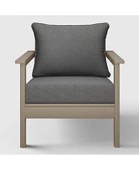 WestinTrends Outdoor Modern Hdpe Patio Weathered Wood Club Chair with Deep Seat Cushions