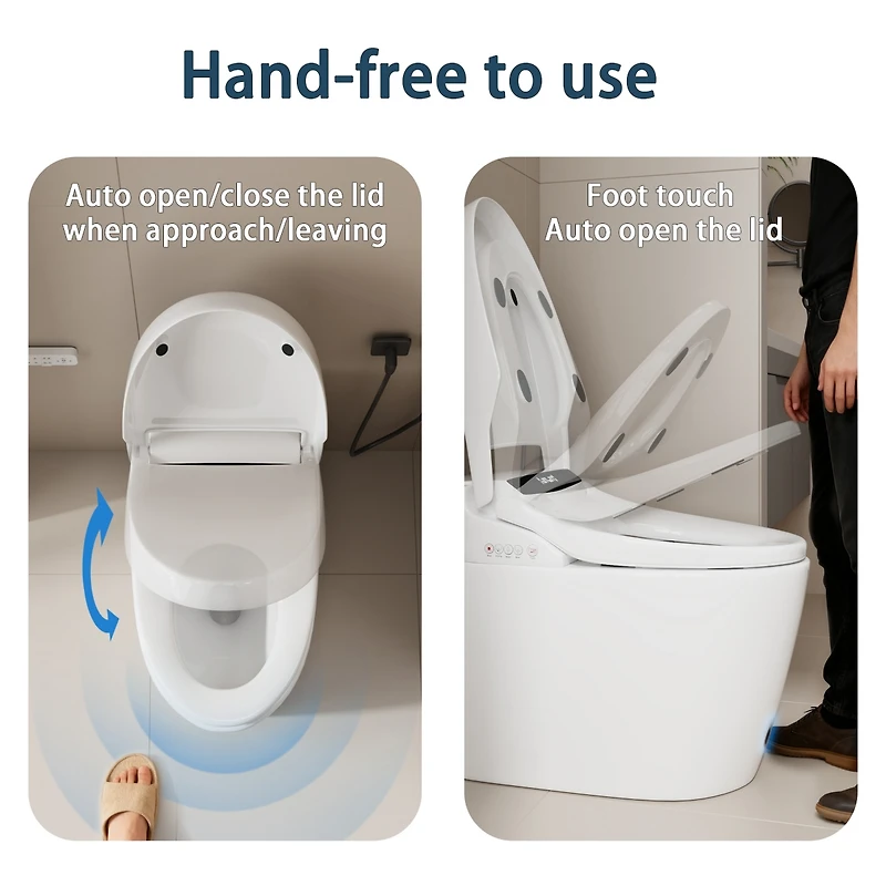 Lalahoo Smart Toilet Tankless Bidet Toilet, One Piece Auto Open Close Lid, Foot Sensor Heated Seat Warm Water Sprayer & Dryer, Remote and Knob Control