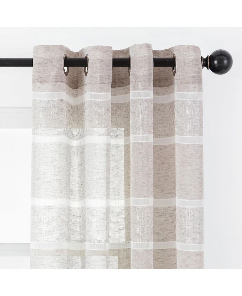 Chanasya Premium 2-Panel Faux Linen Shimmer Textured Sheer Curtain Panels