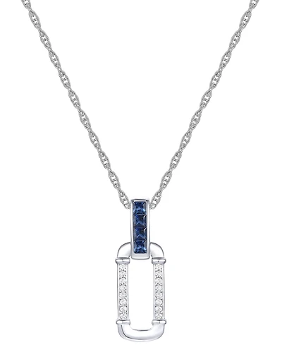 Lab Grown Ruby (1/3 ct. t.w.) & Diamond (1/20 ct. t.w.) Oval 18" Pendant Necklace in 14k Gold-Plated Sterling Silver (Also available in Sapphire & Eme