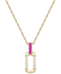 Lab Grown Ruby (1/3 ct. t.w.) & Diamond (1/20 Oval 18" Pendant Necklace 14k Gold-Plated Sterling Silver (Also available Sapphire Eme