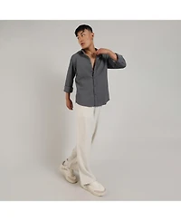 Men's Ash Grey Stripe-Creased Shirt
