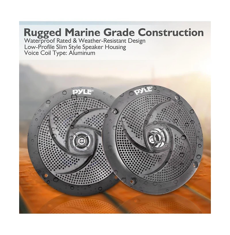 Pyle 4" Low-Profile Marine Led Speakers, Waterproof, 100 Watt