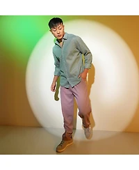 Men's Sea Green Ribbed-Striped Shirt