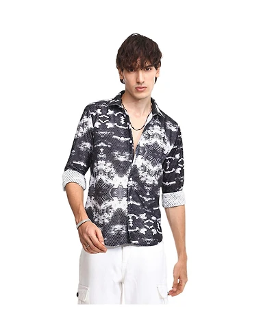 Men's Midnight Black & Ivory White Reptilia Shirt