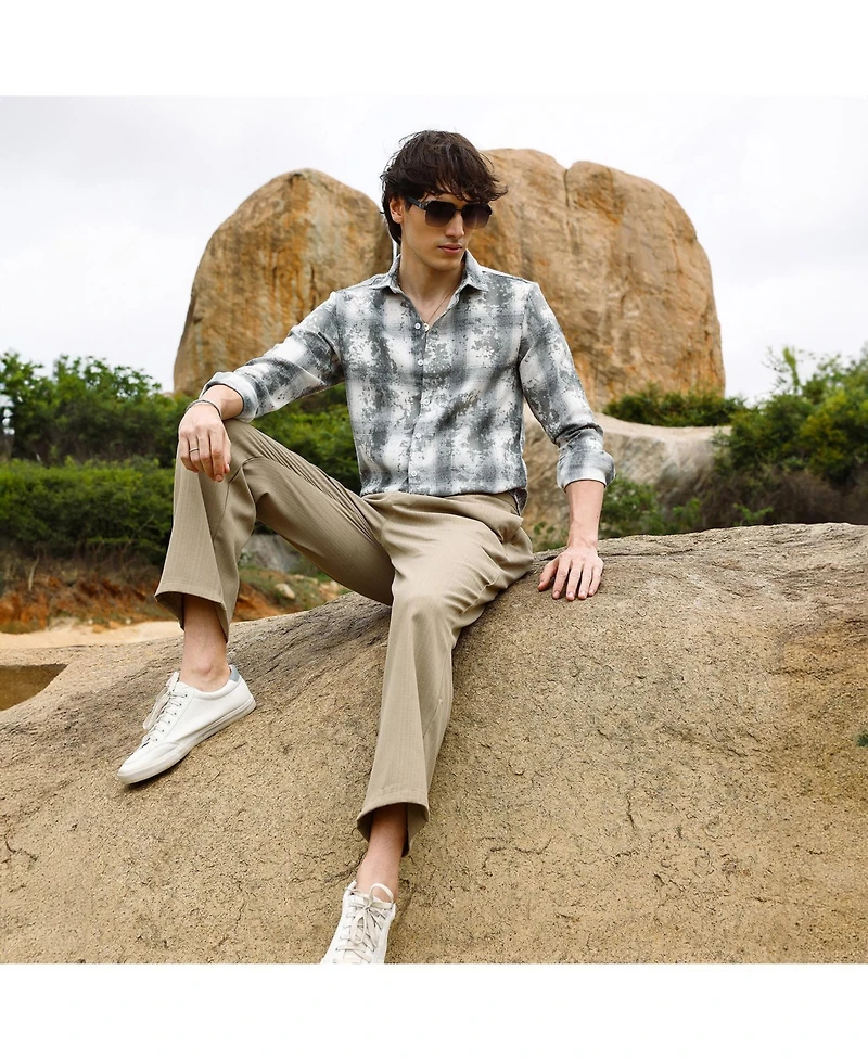 Men's Moon Grey Splash Check Shirt
