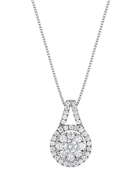 Diamond Halo Cluster 18" Pendant Necklace (1/2 ct. t.w.) in 14k White Gold
