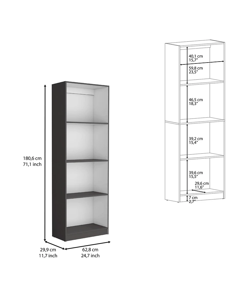 Vinton Bookcase with Spacious Tier-Shelving Design