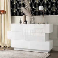 Homsee High Gloss White Wood 6-Drawer Chest of Drawers