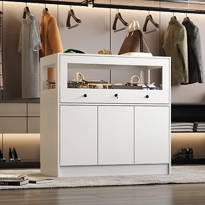Homsee White Storage Cabinet Bedroom Dresser Armoire Island
